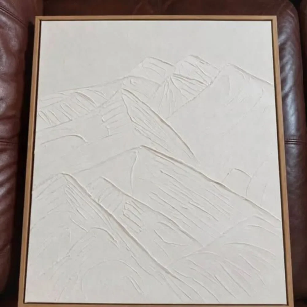 Set of 3 Neutral Textured Wall Art Pieces with Wood Frames